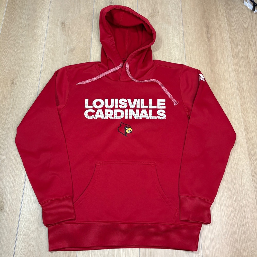 Adidas Louisville Cardinals Mens Small Red ClimaWarm Hoodie Sweatshirt NCAA